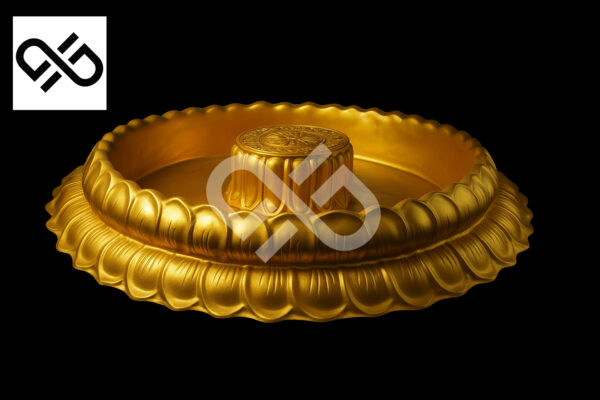 Haldi Ceremony Fiberglass Golden Haldi Urli Tub With Stool